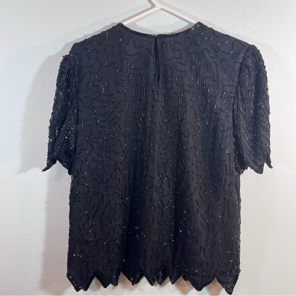 Petra Black Beaded Sequin 2pc Formal Gown Maxi Skirt set size 16 - Picture 7 of 16